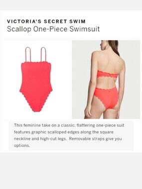 Victoria's secret very sexy swim scallop one-piece swimsuit CORAL SMALL